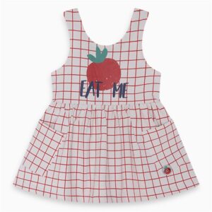 Red Checked 'EAT ME' Cotton Dress