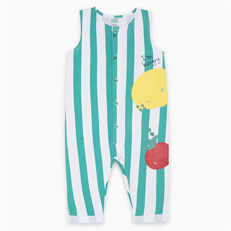 Striped Green Fruit Cotton Jumpsuit