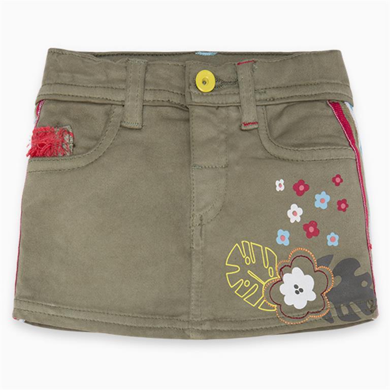 Floral Denim khaki Skirt