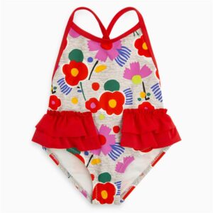 Red Frill Floral Swimsuit