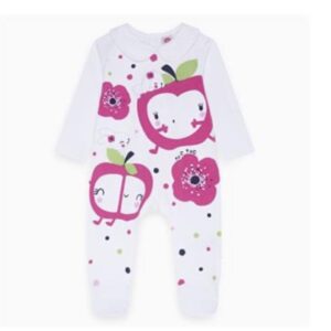 Apple and Flowers Long Sleeve Cotton Romper