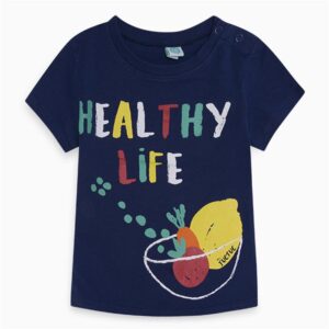 Navy Blue Fruit Motif T-shirt